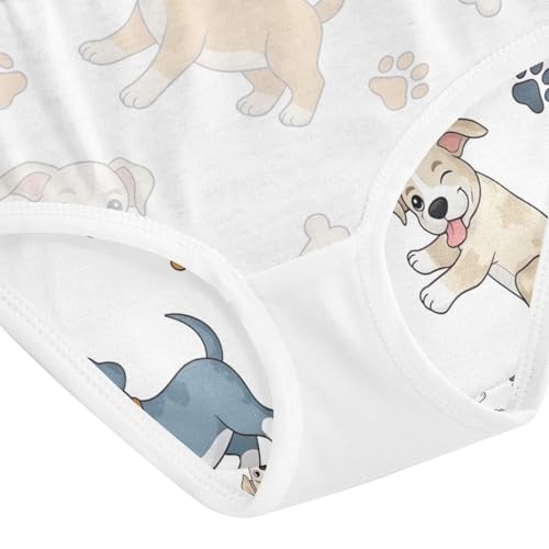 Toddler Panties, Paw Prints Dog Bones White Cotton Underwear Girls, 2T–8 Years4