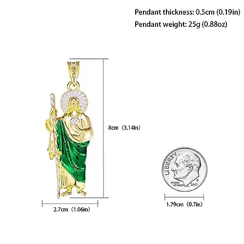 San Judas Tadeo Necklace Diamond 14K Gold Plated San Judas Tadeo Necklace San Judas Medalla (Gold 258)2