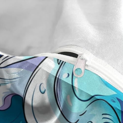 Housse de couette vagues mer microfibre parure lit 3 pièces - 8