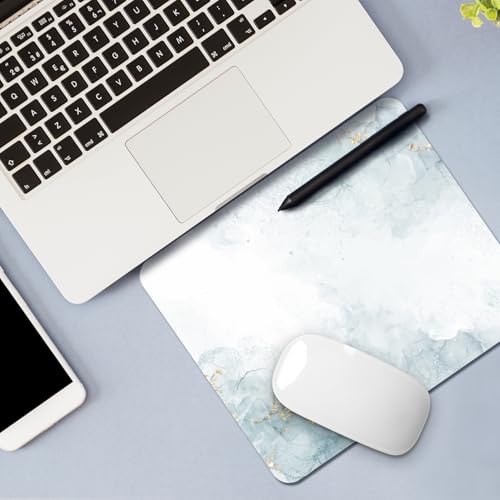 Image of FROGIGO Mouse Pad with Stitched Edges - Minimalist Mousepad for Women, 9.25 x 7.75 inch Washable Square Desk Pad, Non-Slip Rubber Base, Office Home Laptop Accessories - Mist Calm