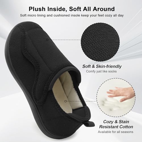 JOINFREE Women Men House Slippers Indoor Slip On Wide Fit Diabetic Shoes Adjustable, Non-Slip Cozy Comfort Home Slippers Shoes for Swollen Feet, Edema, Elderly, Preganant4