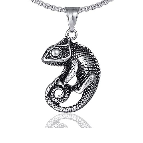 Punk Titanium Steel Animal Lizard Pendant Necklace,24