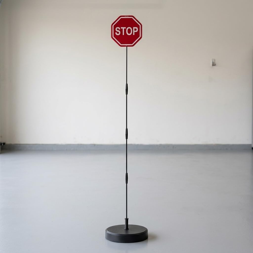Garage Parking Assist Stop Sign with Flashing Light Adjustable