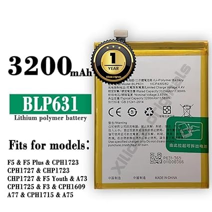Image of BLP631 Battery for Oppo F5, F3, A77 CPH1723 / CPH1727 / CPH1609 / CPH2339 Battery with 1 Year Warranty***** (R9)