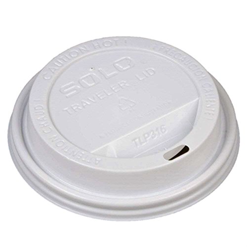Solo White Traveler Drink-Thru Lid. Fits 10, 12, 16, 20 and 24 Ounce Solo Brand Hot Beverage Cups. 400 Pack