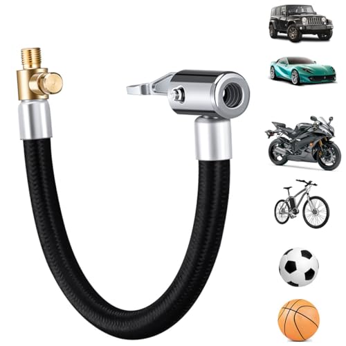 Image of STHIRA 9.8-Inch Rubber Flexible Tyre Inflator Extension Hose Pump Adapter with Deflation Valve, Quick-Connect Fitting for Cars, Motorcycles, Bicycles Universal Compatibility, Durable and Easy to Use
