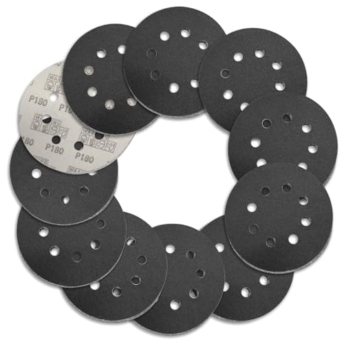 MORLARCO ランダムサンダー ペーパー 125mm 耐水ペーパー 180番 100枚入セット サンダー ペーパー マジック式 8穴 サンディングペーパー 丸型 サンディングディスク 電動サンダー用 サンドペーパー 木工DIY作業に 金属磨き 自動車整備の商品画像（Amazon）