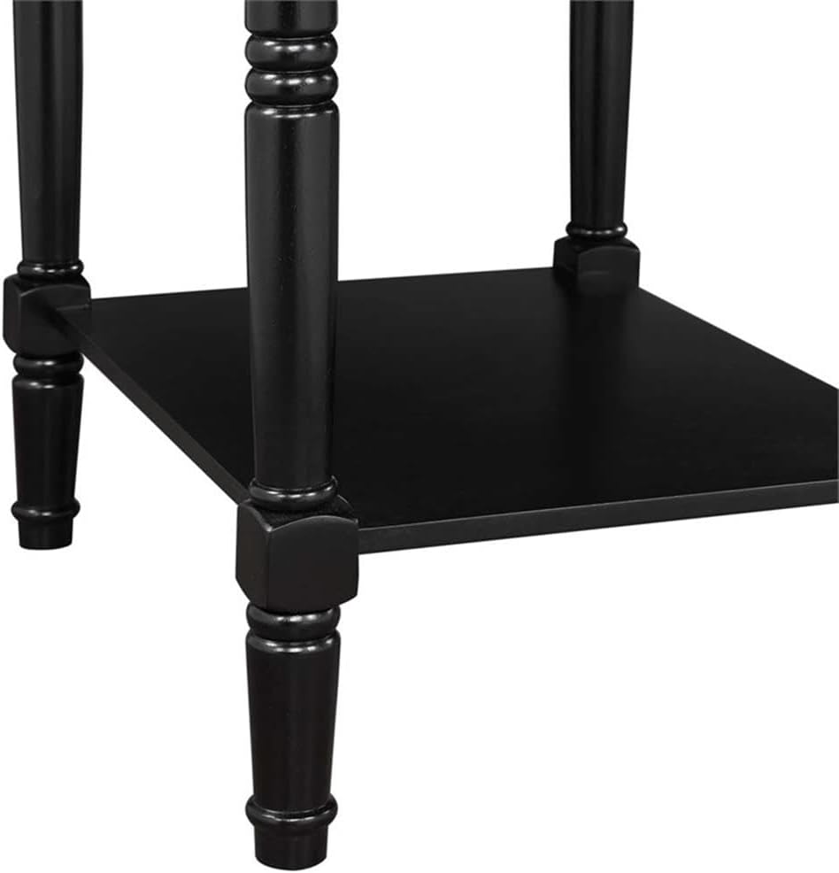 Pemberly Row Square End Table with Charging Station, Black Wood Finish, 16 x 20 x 25 in, USB Ports and Plug Outlets, Drawer and Shelf, Farmhouse Style Accent Table for Living Room or Bedroom Use