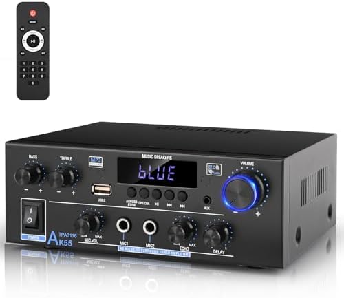 Romica Stereo Audio Amplifier, 2 Channel 500W Bluetooth 5.0 Home ...