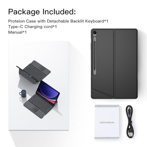 JUQITECH Trackpad Keyboard Case for Samsung Galaxy Tab S10 FE Plus 13.1" 2025, Kickstand Magnetic Detachable Soft Tablet Case with Backlit Wireless Keyboard for S10 FE+ SM-X620/X626/X626B, S Pen Slot by JUQITECH - Image 9