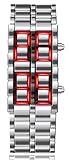 Gosasa Men's Lava Style Stainless Steel Red Blue LED Digital Watch Black Bracelet Watch (Silver)