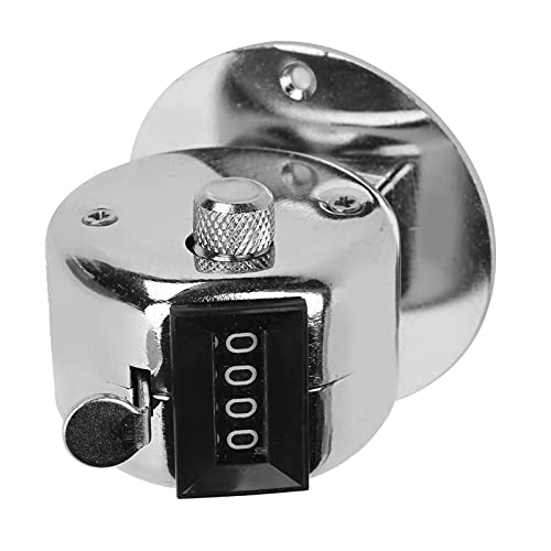 Hand Tally Counter,Metal Tally Counter,Stainless Steel Counting Clicker Base Knob with Buttons 4-Digit Manual Counting Tool for Workshop Inventory