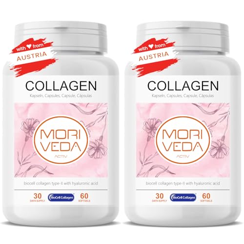 BioCell capsule di collagene di tipo 2 con acido ialuronico e solfato di condroitina – Supporto per articolazioni, pelle, capelli e tessuto connettivo – Moriveda, 120 pezzi