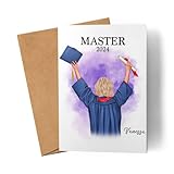 Kiddle-Design Master Karte Personalisiert Frau Abschluss Master Geschenk Bestandene Prüfung Studienabschluss Absolvent Glückwunschkarte Graduation Deko Examen