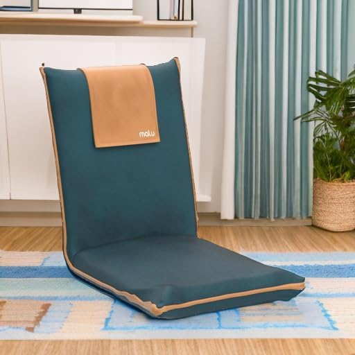 malu Extra Large Padded Floor Chair w/Back Support - Japanese Chair Meditation Cushion, Comfortable Folding Backrest, Removable Easy Wash Cover