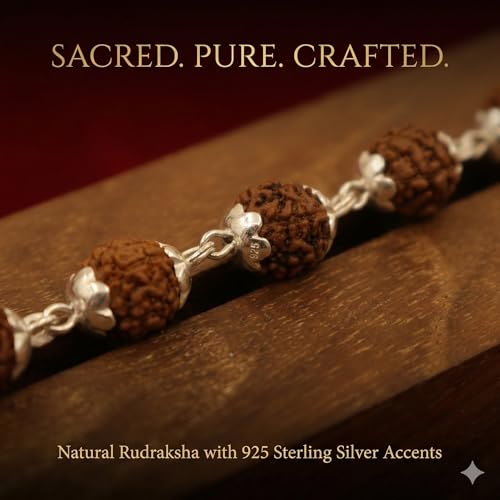 Image of Njels 925 BIS Hallmark Silver Original Rudraksha Mala for Men | 5 Mukhi 6MM Size and 54 Rudraksha Beads | Gemmological Lab Certified Ruthratcham Malai for Men