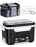 Docusvect Cordless Electric Lunch Box for Adults, Heated Lunch Box Battery Powered with Automatic Heating, 1.3L Portable Food Warmer with Removable Tray Divider