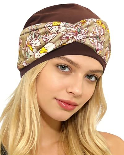 Image of Chemo Headwear for Women Knot Beanies with Stretch Elastic Turbans Soft Cancer Hats Head Coverings Scarf Headwraps