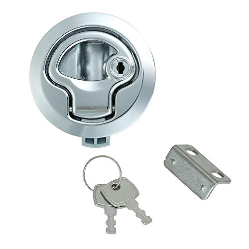 Flush Pull Luke, 50mm Edelstahl Flush Hatch Locker Cabinet Pull Lift Hatch Flush Pull Hatch Latch Slam Latch Fallenschloss mit Schloss und Schlüssel für RV Marine Boot Cover