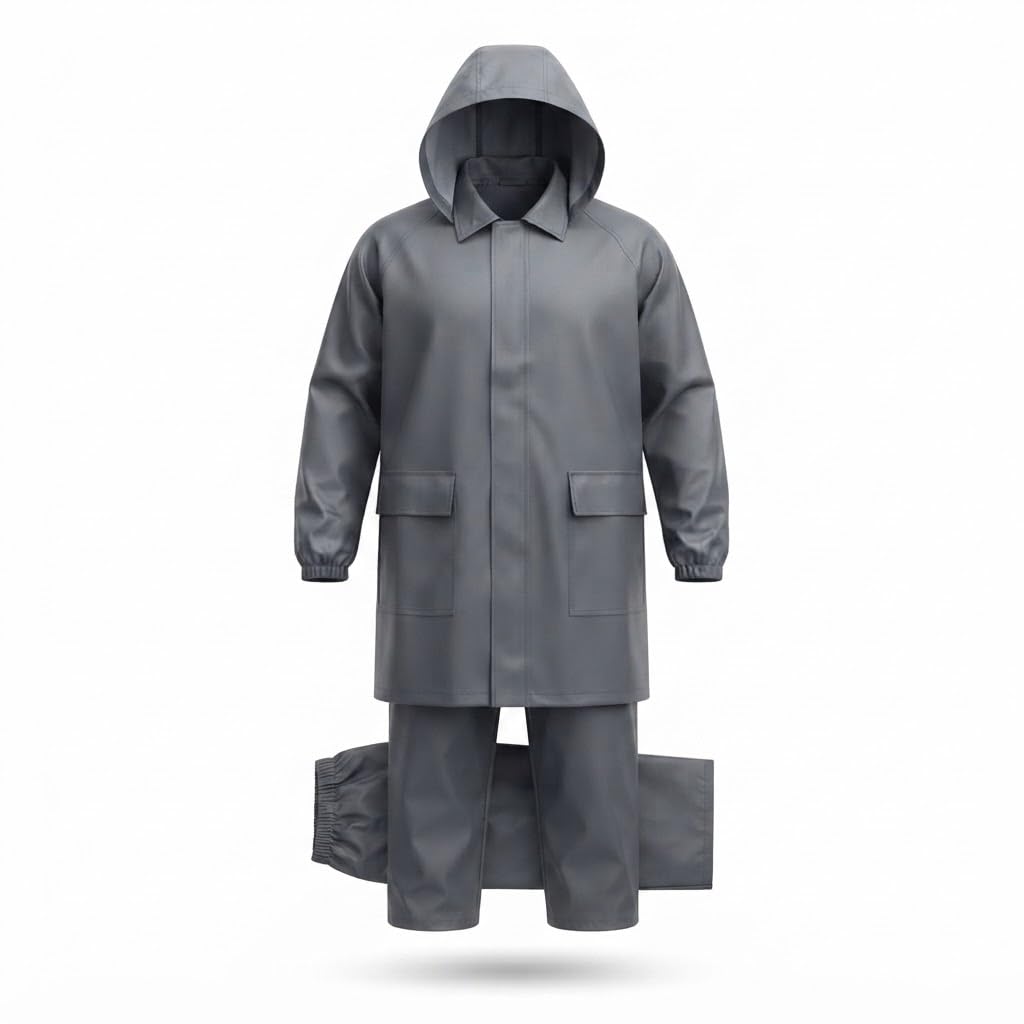 Waterproof Raincoat for Men & Women Heavy Duty Hooded Jacket and Pant Set Reusable Polyester Rain Suit with Reflective Strip for Bike Riding Travel Trekking Camping Outdoor Work-image-47