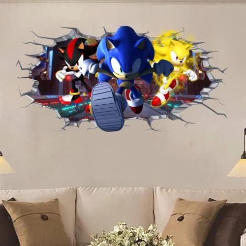 Sonic Decal Removable Peel Self Stick Adhesive Hole Vinyl Decoration Wall Sticker Art Kids Room Home Decor Boys Children Nursery Baby