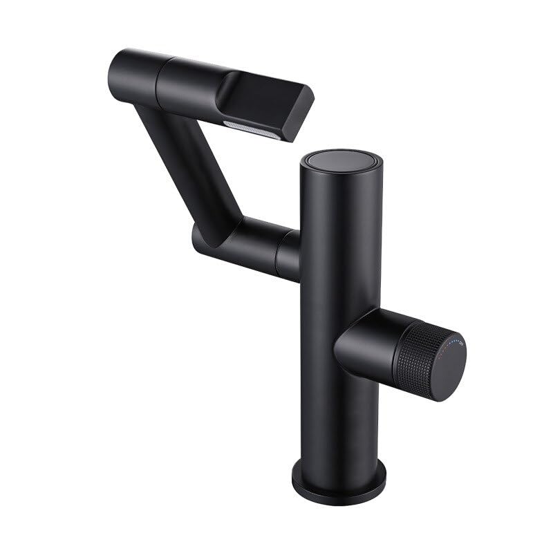 Grifo de lavabo blanco y negro de diseño vanguardista con termómetro LED integrado