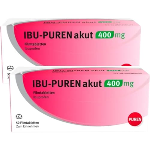 IBU-PUREN akut 400 mg 2x 50 Schmerztabletten - schnelle Schmerzlinderung wirksam bei Kopf- und Zahnschmerzen Fiebersenkend für Erwachsene und Jugendliche ab 12 Jahren