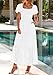 PRETTYGARDEN Summer Dresses for Women 2026 Eyelet Square Neck Puff Sleeve Smocked Wedding Guest Maxi Dress with Pockets (White,Small)
