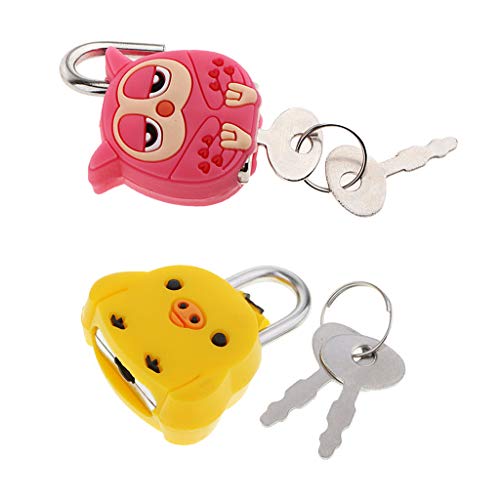 Menolana Cadeados pequenos de metal de coruja para pintinho e mala, chave de bloqueio de artesanato