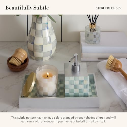 MACKENZIE-CHILDS Lacquer Soap Pump Dispenser, Decorative Liquid-Soap Dispenser for Bathroom or Kitchen, Gray-and-White Sterling Check by MACKENZIE-CHILDS - Image 3