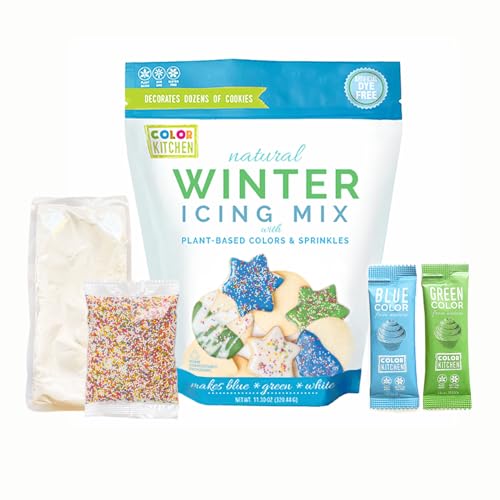 ColorKitchen Winter Icing Kit with Sprinkles - Made from Natural Plant-Based Ingredients, For Holiday and Hanukkah Cookie Decorating in One Convenient Kit | Natural | Non-GMO | Vegan-friendly