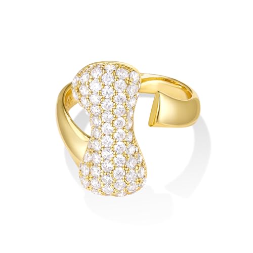 Bague initiale tendance femme en plaqué or et zircon réglable