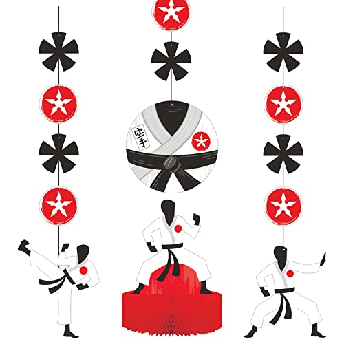 Creative Converting Karate Party Decor Bundle | Hanging Cutouts & Table Centerpiece | Martial Arts Birthday Decoration, Ninja Baby Shower #TOP4