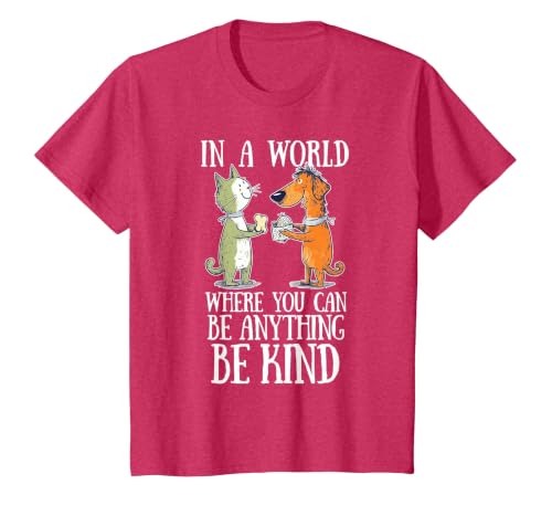 in A World Where You Can Be Anything Be Kind Unity Day T-Shirt, Youth, Red Heather, Large