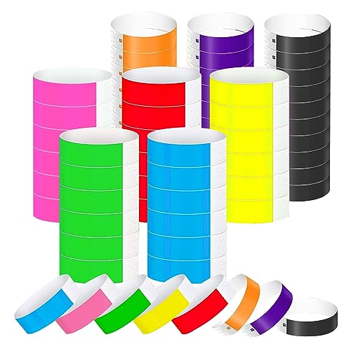 800 Pieces Neon ID Bracelet, Waterproof Paper Bracelets for Music Festival, Party Concert (10 Colours)