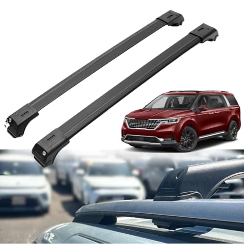 ERKUL Roof Rack Cross Bars for Kia Carnival 2022-2026 | Aluminum Crossbars with Anti Theft Lock for Rooftop | Compatible with Raised Rails - Black