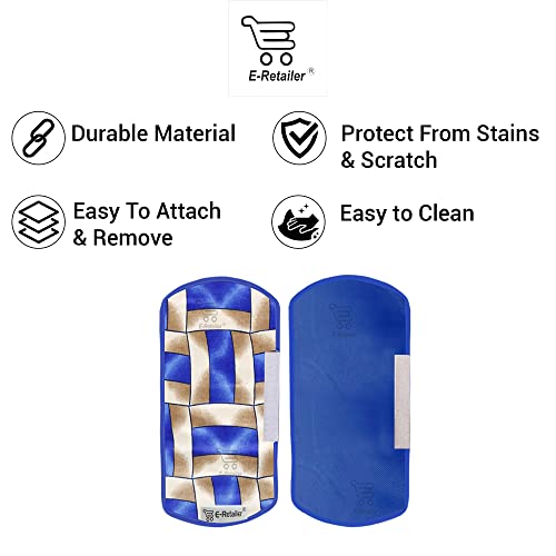 Image of Polyester 3-Layered Fridge Top Cover /Refrigerator Cover with Utility Pockets and Set of 4 Pc Fridge Mats (Color-Blue, Size-39x21 Inches)