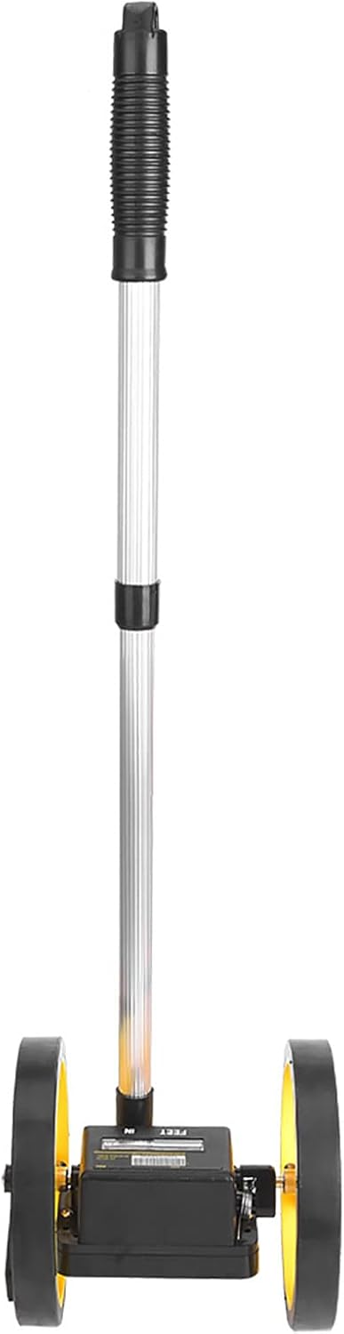 High Accuracy Measuring Wheel with Ergonomic Distance Wheel, 9999m, Compact Design, Telescopic Handle, ABS Plastic Casing, NonCounter, Yellow Black White (Two-wheel distance