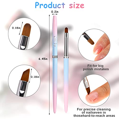 Sliverdew Nail Art Clean Up Brush, 2Pcs Round&Angled Nail Polish Clean Up Brush For Cleaning Fingernails, Professional Nail Painting Brushes For Nail Art Design #TOP3