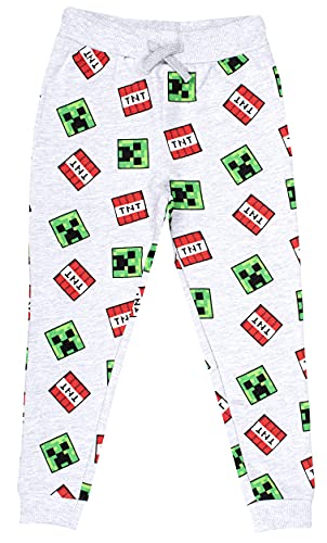 Minecraft - Ropa - Pantalón Chándal Niño - 100% Algodón Gris Joggers Niño - Pantalón Chándal...