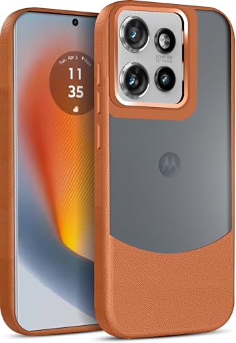 Image of MINTZZ Moto Edge 50 Back Cover, Leather Design, Protective Cover with Camera Lens Protection, Premium Grip & Slim Fit Durable, Edge 50 Case (Brown, Moto Edge 50)