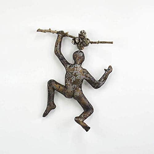 Metal Climbing Man Wall Art Hanging Sculpture, Handmade