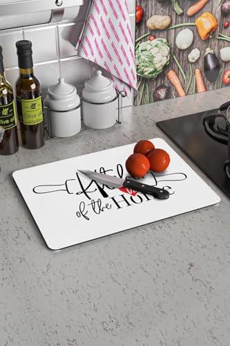 Kitchen Love Görünümlü | Cam Kesme Tahtası - Kesim Tablası, 30x40 cm