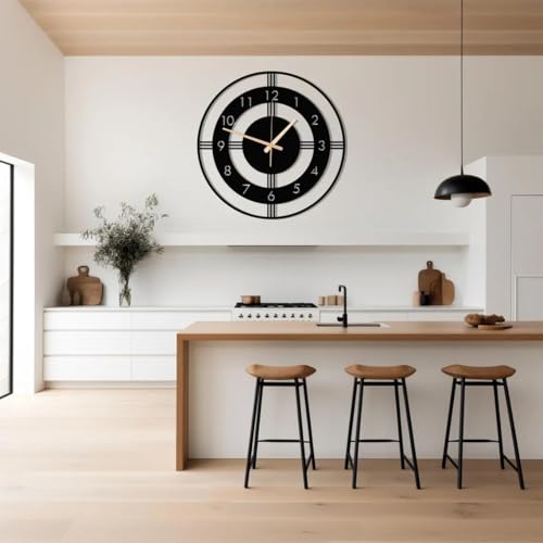 Image of Wall Clock Stylish Metal Analog Wall Clock for Living Room, Bedroom, Office, Kitchen, Home and Hall | Antique Fancy Big Size Modern Wall Watch (Black(DA-184), 50 CM)