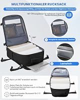 Handgepäck Rucksack 40x30x20 für Ryanair Klein Reiserucksack Wasserdichter 40x30x20 Unter Dem Sitz Rucksack Flugzeuge Reisetasche Weekendertasche Wanderrucksack Lässiger Tagesrucksack,B-Schwarz – Ansicht 4
