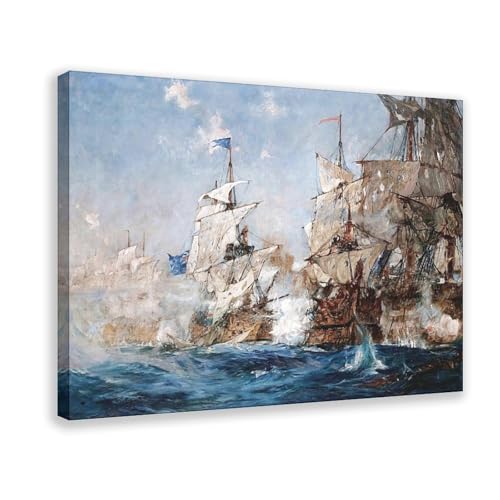 The Battle of Trafalgar impression sur toile Charles Edward Dixon cadre à suspendre 20x30 cm