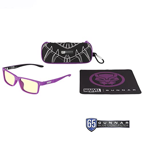 Image of GUNNAR - Black Panther Edition Premium Gaming and Computer Glasses for Kids (age 12+) - Blocks 65% Blue Light - Cruz, Amber Tint