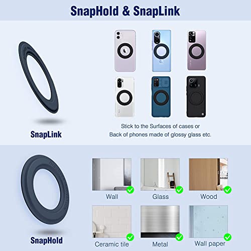 Image of Nillkin Combo of SnapLink (On Phone) + Snapshold (Wall Mount) Magnetic Sticker Converts Any Phone to Magsafe Enabled Strong Adhesion Blue Color