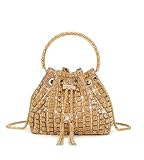 Sweetovo Sparkly Diamond Evening Bag Clutch Purses for Women Rhinestone Purse Glitter Handbag for Party Prom Cocktail Wedding (Champagne Gold)