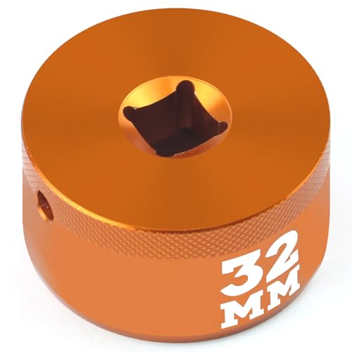 Sporthfish Fork Topcap Socket, Orange, 32mm 3/8 Drive Flat Socket for Fox 36/38/40 Series Mountain Bike Fork Topcap Nuts